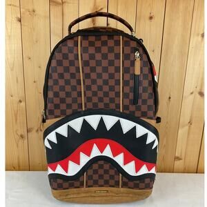 Sprayground Hennyville DLXSV Backpack, Brown/Black Checker- about 18x12 in